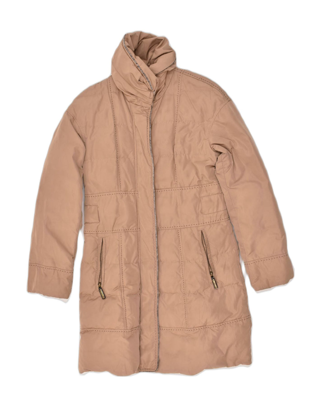HENRY COTTONS Womens Padded Coat UK 14 Medium Brown Polyester | Vintage Henry Cottons | Thrift | Second-Hand Henry Cottons | Used Clothing | Messina Hembry 