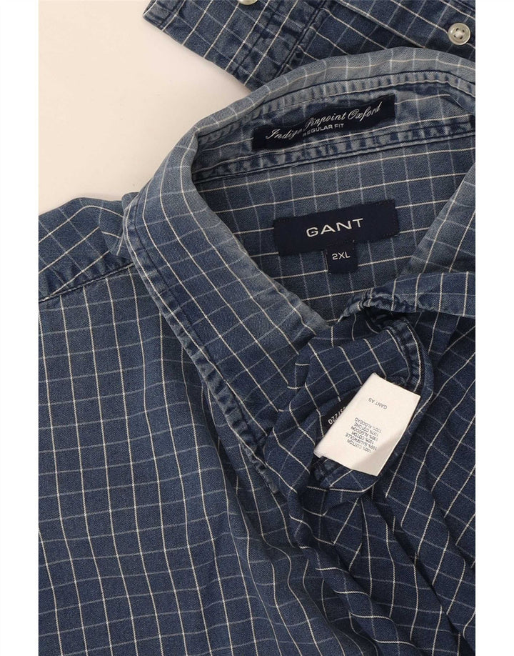Gant Mens Regular Fit Shirt 2XL Blue Check Cotton