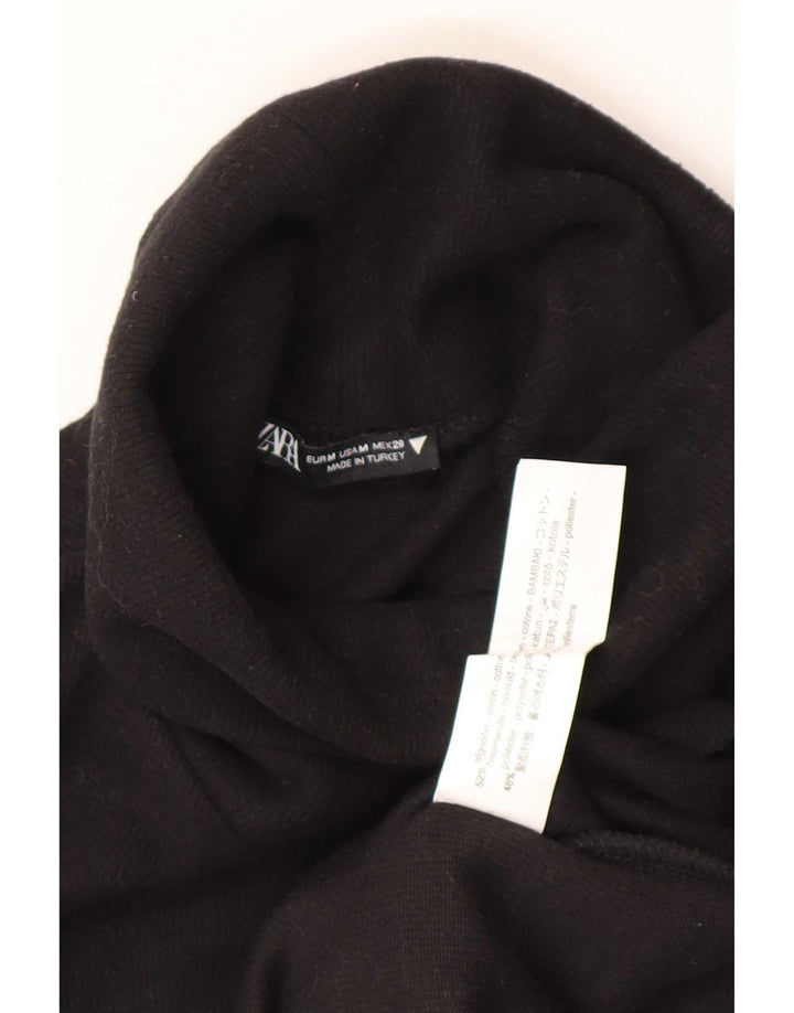 Canotta Zara da donna con collo alto UK 12 cotone nero medio