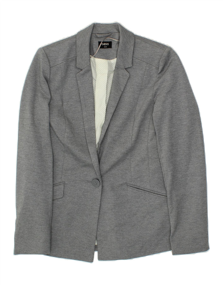 OASIS Womens 1 Button Blazer Jacket US 8 Medium Grey Polyester Vintage Oasis and Second-Hand Oasis from Messina Hembry 