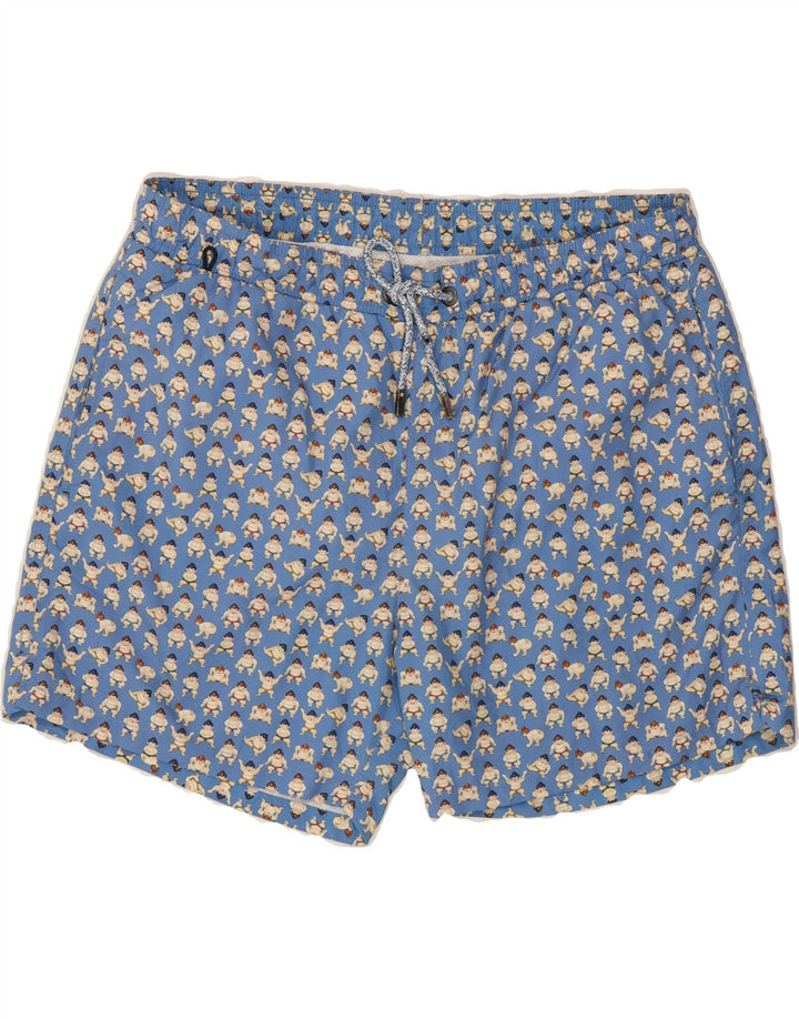 GUTTERIDGE Mens Abstract Pattern Swimming Shorts XL  Blue Polyester Vintage Gutteridge and Second-Hand Gutteridge from Messina Hembry 