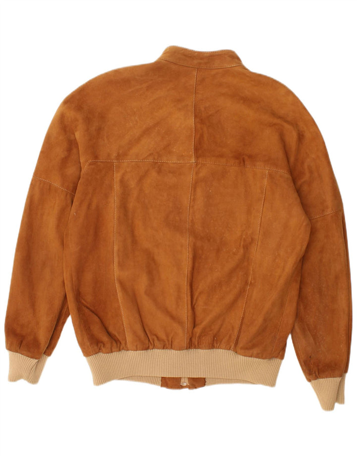 Giubbotto bomber vintage in pelle scamosciata da uomo IT 52 XL in pelle marrone