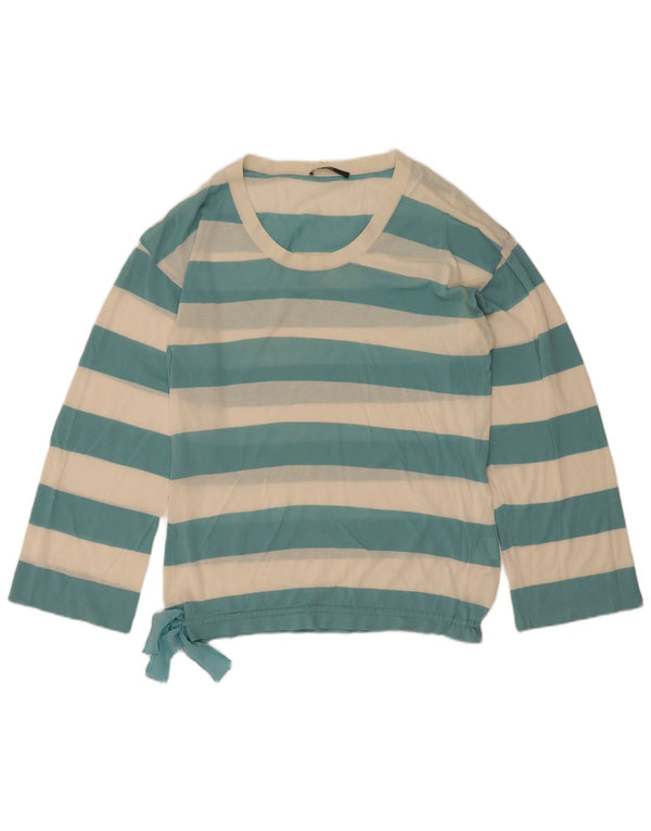 Hugo Boss Top trasparente da donna a maniche lunghe UK 10 Small Blue Striped