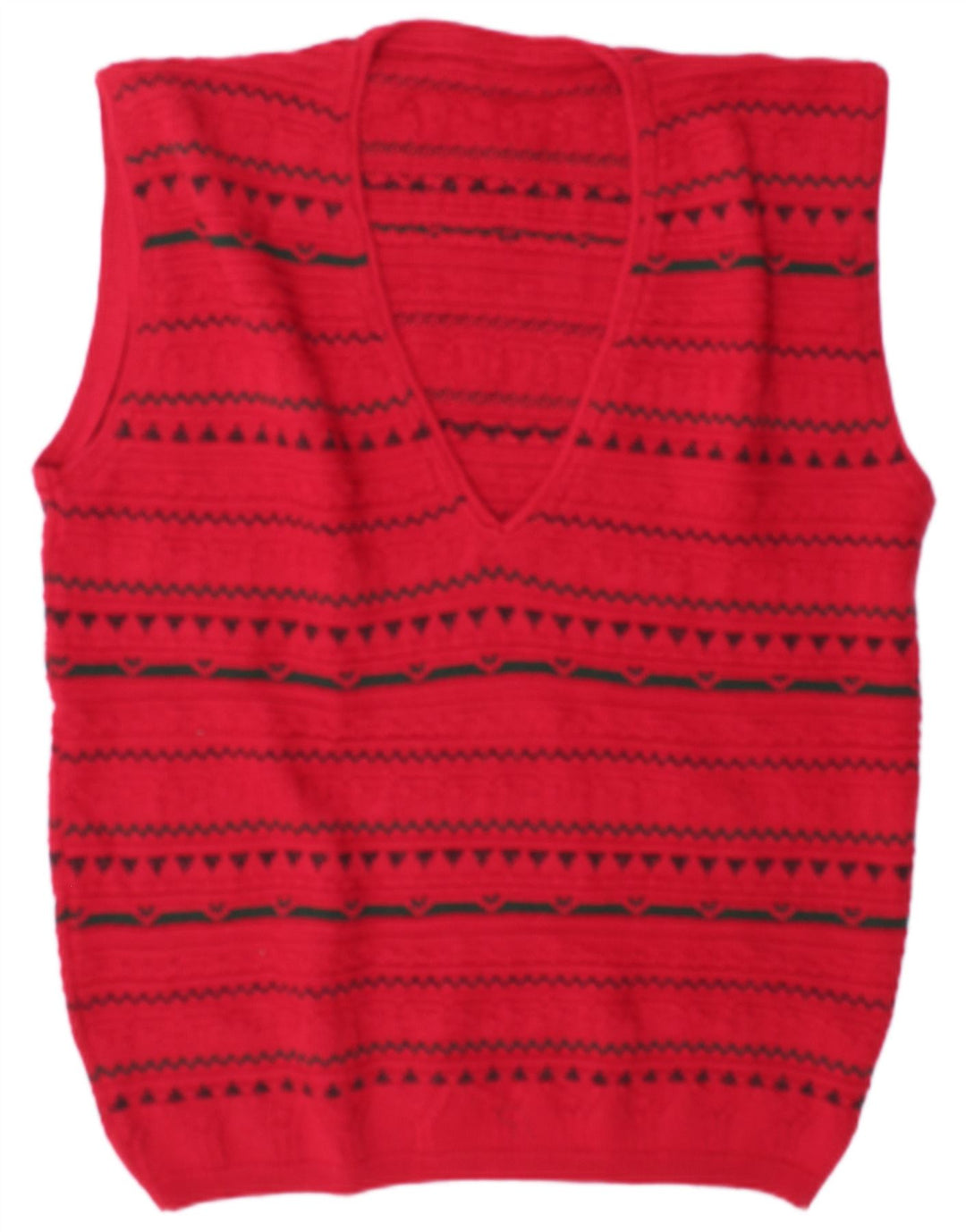 Vintage Mens Vest Tank Top XL Red Geometric
