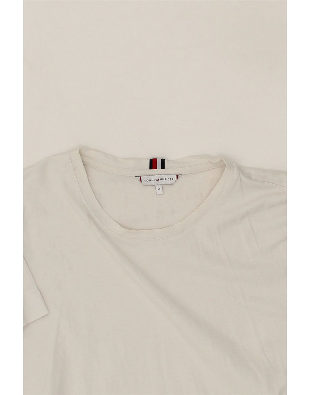 TOMMY HILFIGER Mens T-Shirt Top Medium White Cotton Vintage Tommy Hilfiger and Second-Hand Tommy Hilfiger from Messina Hembry 
