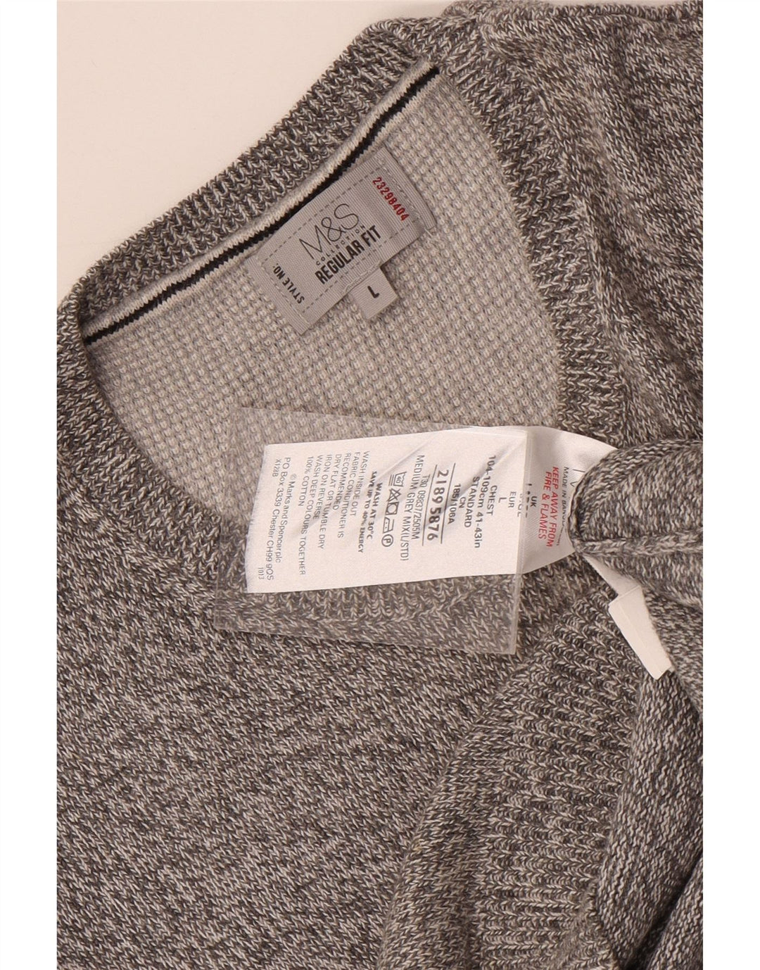 Marks & Spencer Herre sweater med rund hals, stor grå flækket