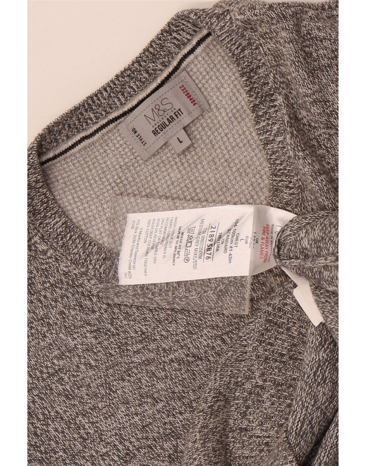 Marks & Spencer Herre sweater med rund hals, stor grå flækket