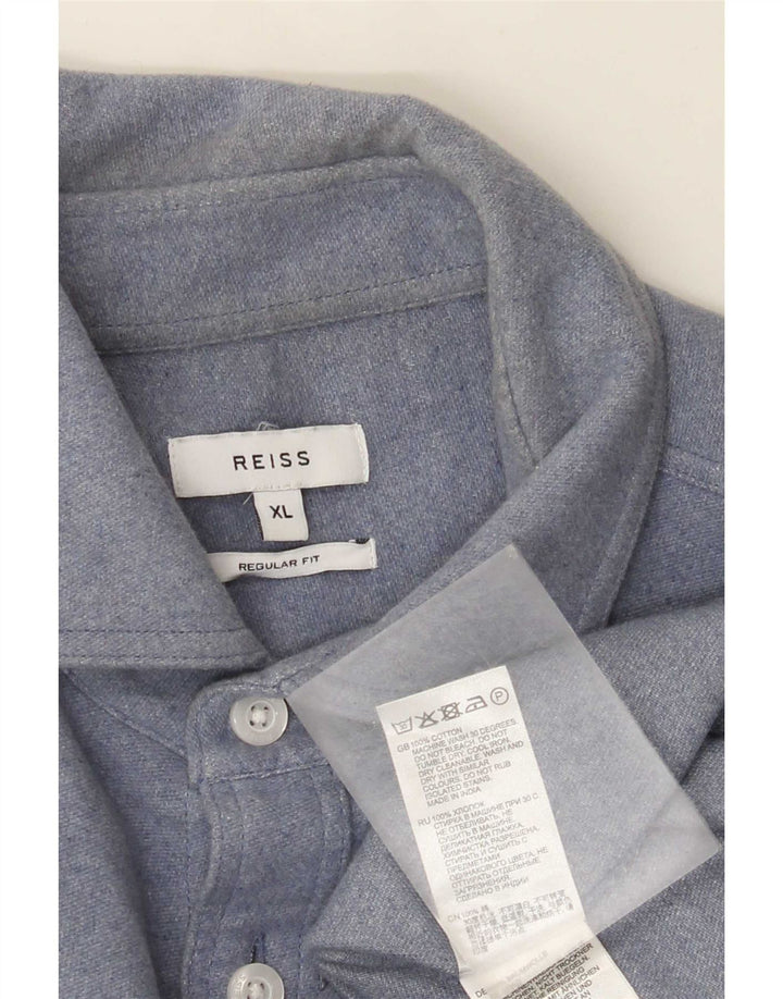 Reiss Mens Regular Fit Shirt XL Blue Cotton