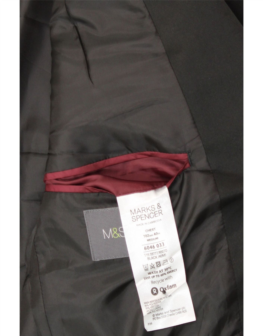 MARKS & SPENCER Mens 2 Button Blazer Jacket UK 40 Large Black Polyester Vintage Marks & Spencer and Second-Hand Marks & Spencer from Messina Hembry 