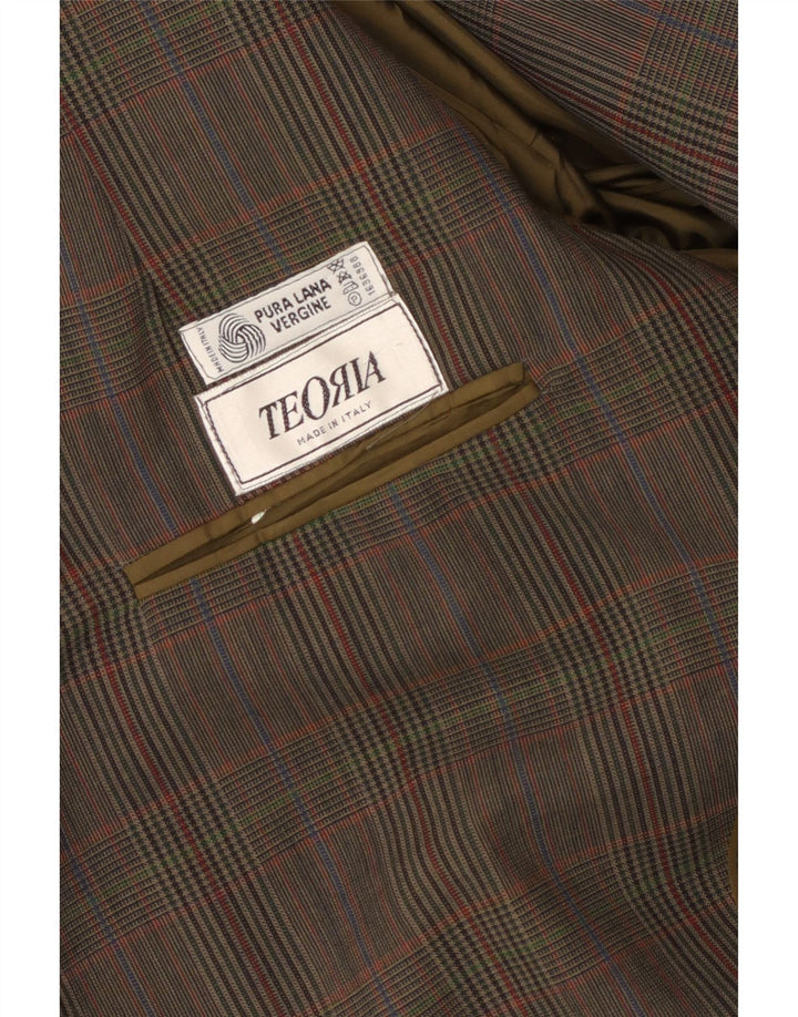 Vintage herre 2-knaps blazerjakke UK 40 Large Brown Plaid Virgin Wool