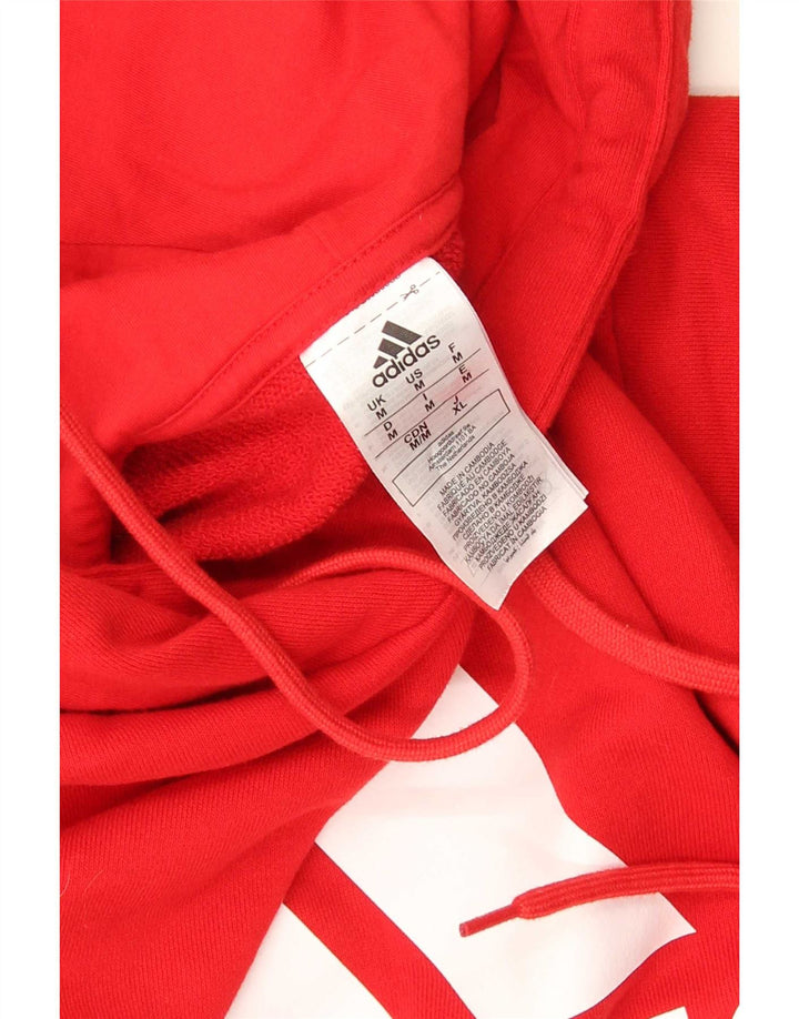 Adidas Mens Graphic Hoodie Jumper Medium Red Cotton