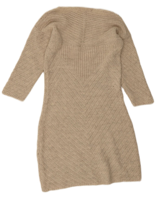 Zara Womens Long Sleeve Jumper Dress UK 14 Large Beige