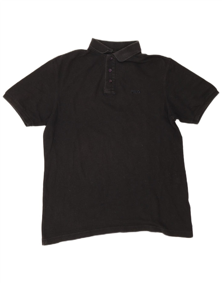 Fila Mens Polo Shirt Large Black Cotton