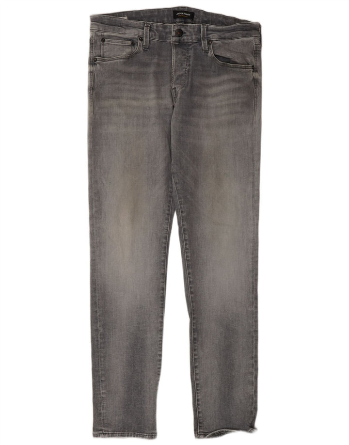 JACK & JONES Mens Slim Jeans W34 L32 Grey Cotton
