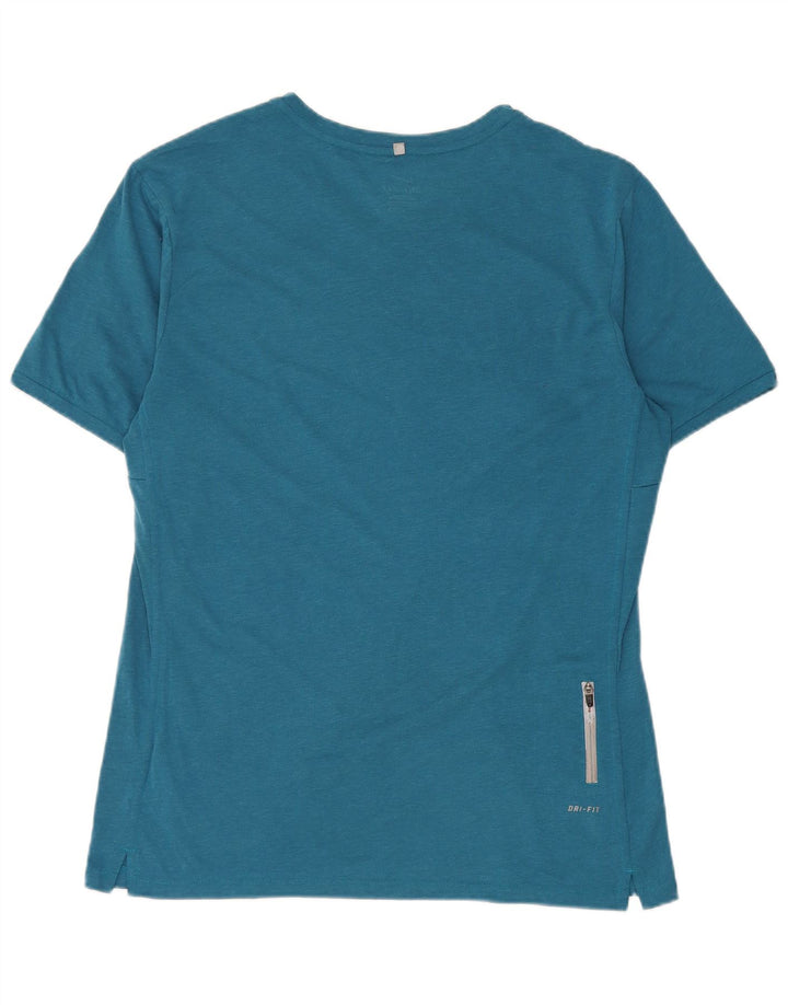 Nike Herre Dri Fit T-Shirt Top Stor Blå Polyester