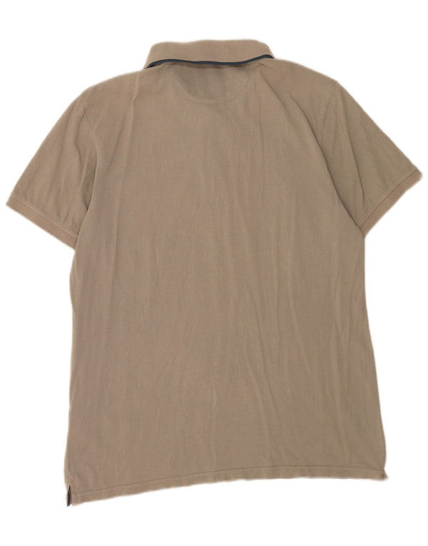 Timberland Mens Slim Fit Polo Shirt Large Beige Cotton