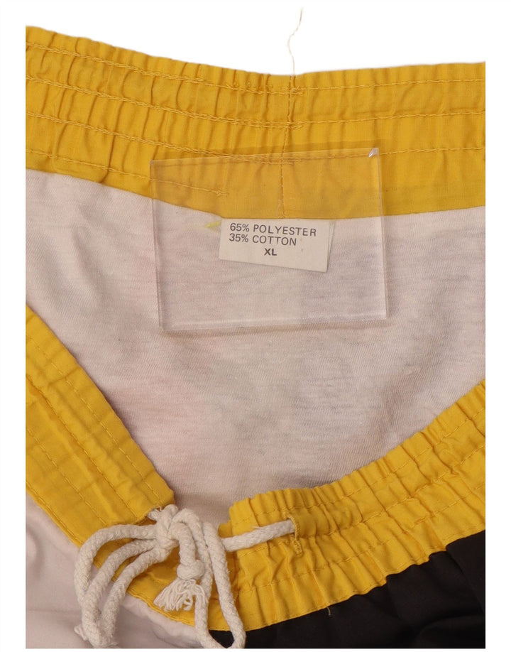 Vintage Mens Graphic Swimming Shorts XL Multicoloured Colourblock Polyester