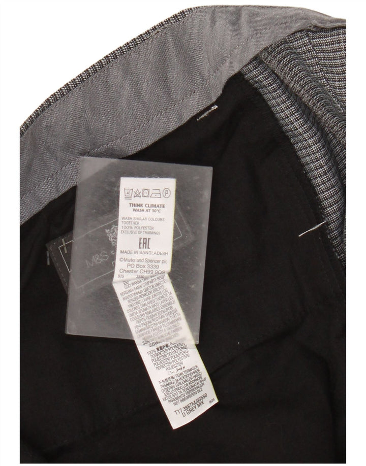 Marks & Spencer Herren-Anzughose mit normaler Passform, W36 L29, grau kariertes Polyester