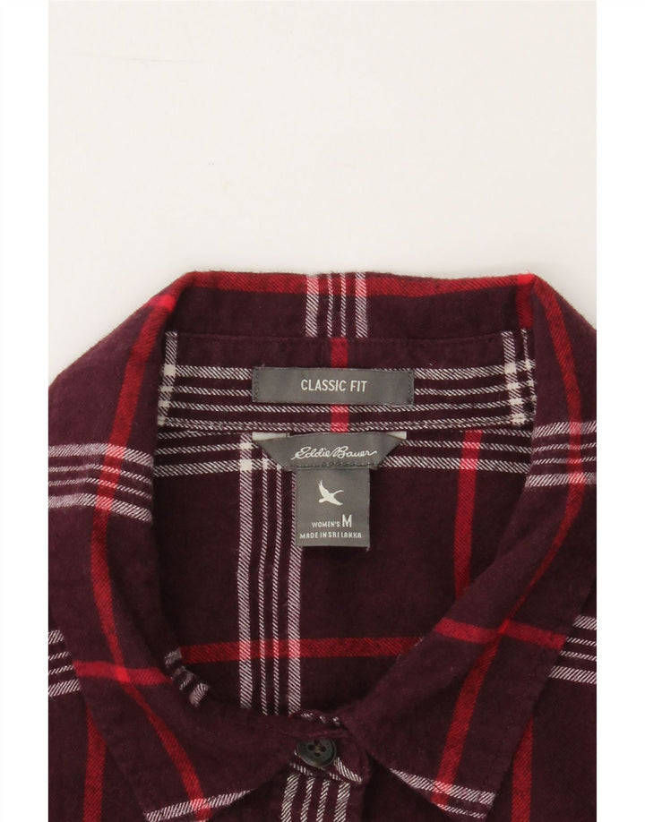 EDDIE BAUER Womens Classic Fit Flannel Shirt UK 14 Medium Maroon Check Vintage Eddie Bauer and Second-Hand Eddie Bauer from Messina Hembry 