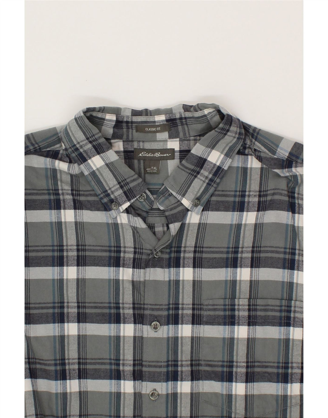 EDDIE BAUER Mens Classic Fit Shirt XL Grey Check Cotton Vintage Eddie Bauer and Second-Hand Eddie Bauer from Messina Hembry 