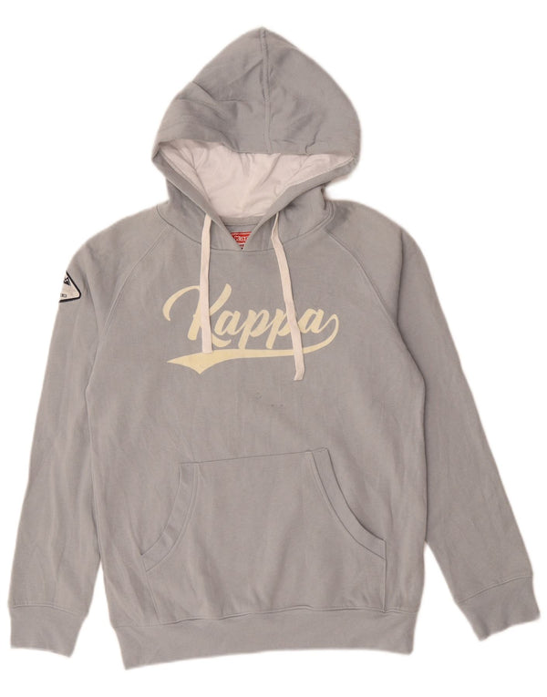 Kappa Womens Graphic Hoodie Jumper UK 14 Medium Grey Cotton