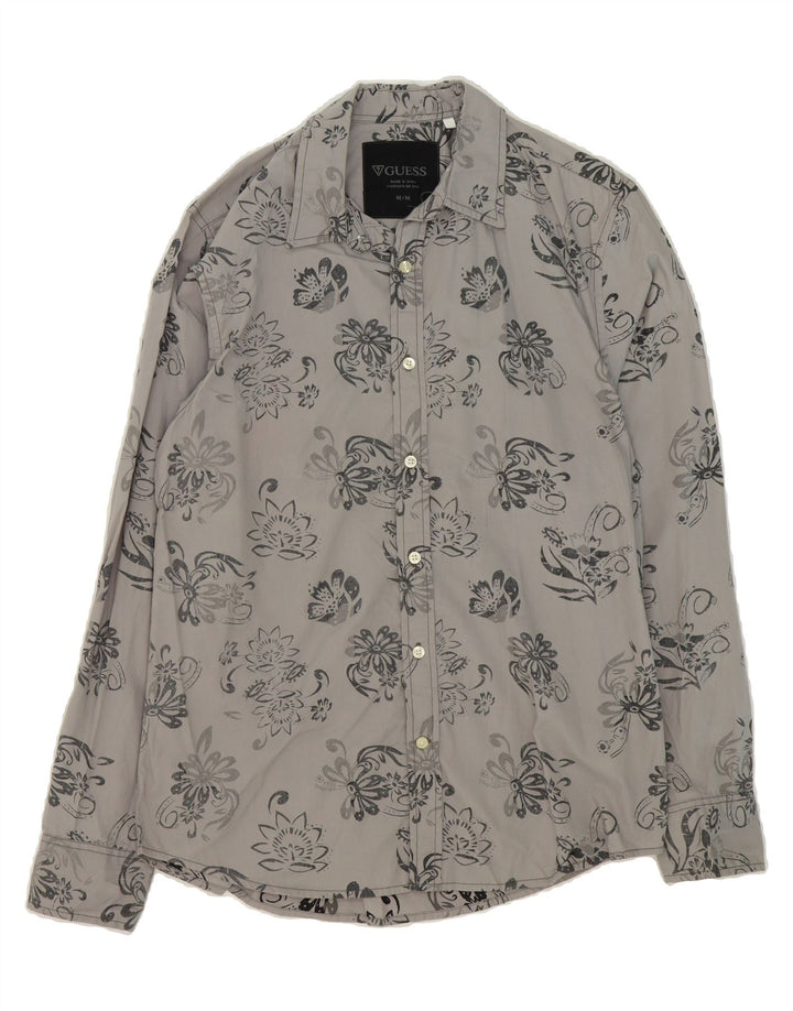 GUESS Mens Shirt Medium Grey Floral Cotton Vintage Guess and Second-Hand Guess from Messina Hembry 