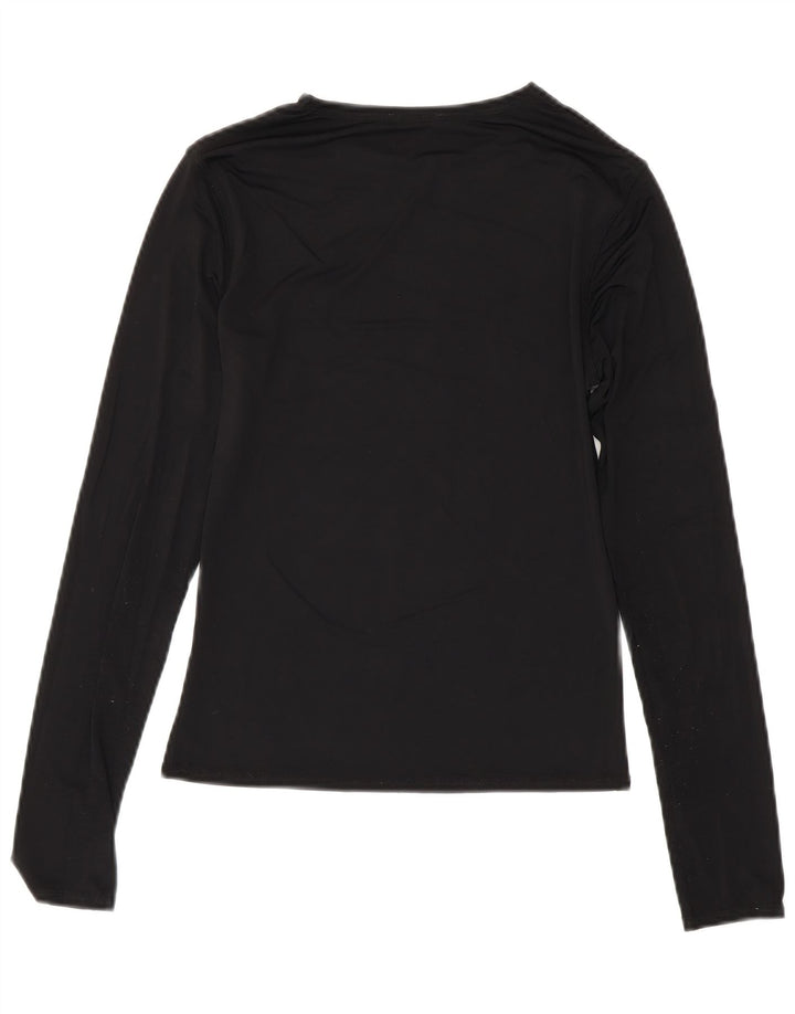ZARA Womens Stretch Crop Top Long Sleeve UK 14 Large Black