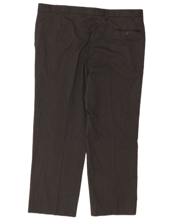 Marks & Spencer Mens Straight Chino Trousers W40 L29 Grey Pinstripe