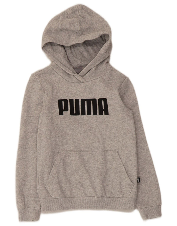 Puma Boys Graphic Crop Hoodie Jumper 9-10 år Grå Bomuld