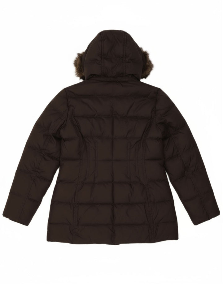 MICHAEL KORS Womens Hooded Padded Jacket UK 14 Medium Grey Polyester