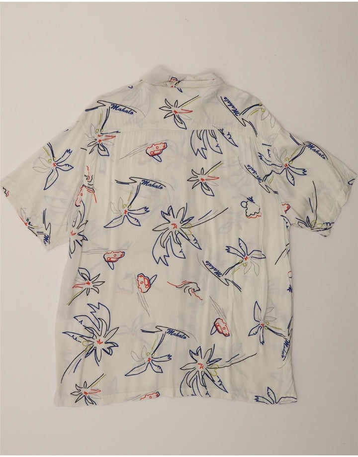RAGOUT Mens Short Sleeve Shirt Large White Floral Vintage Ragout and Second-Hand Ragout from Messina Hembry 