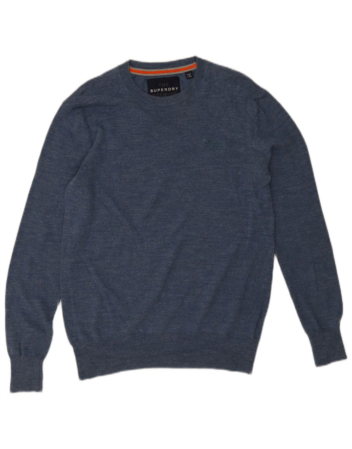Superdry Mens Crew Neck Jumper Sweater Medium Blue Cotton