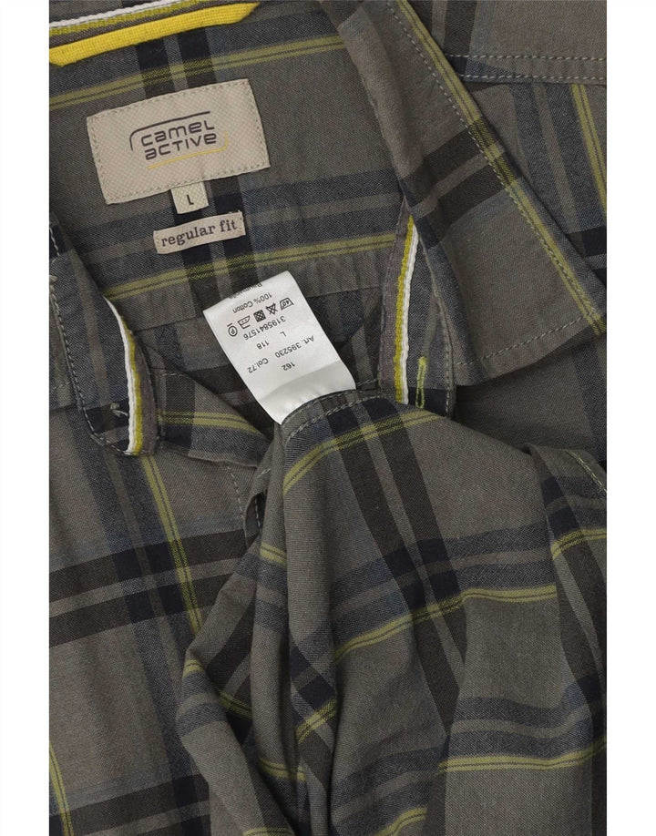 Camel Active Mens Regular Fit Shirt Large Grey Check Cotton