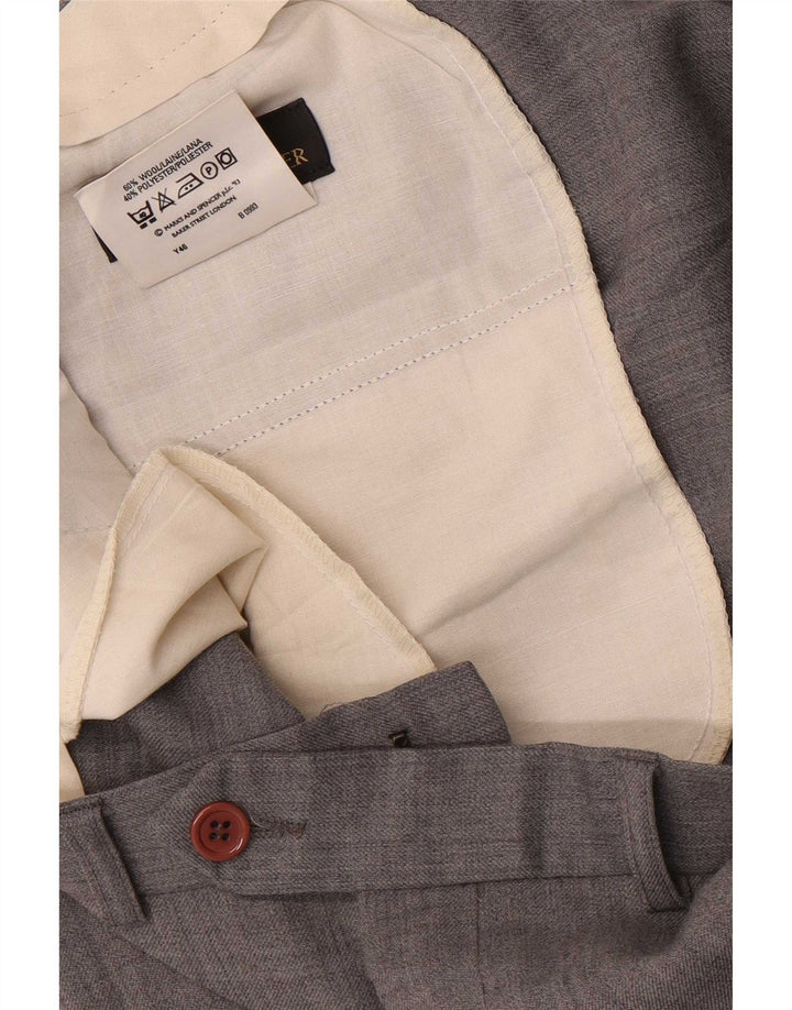 Marks & Spencer Mens Straight Suit Trousers W40 L29 Grey Wool