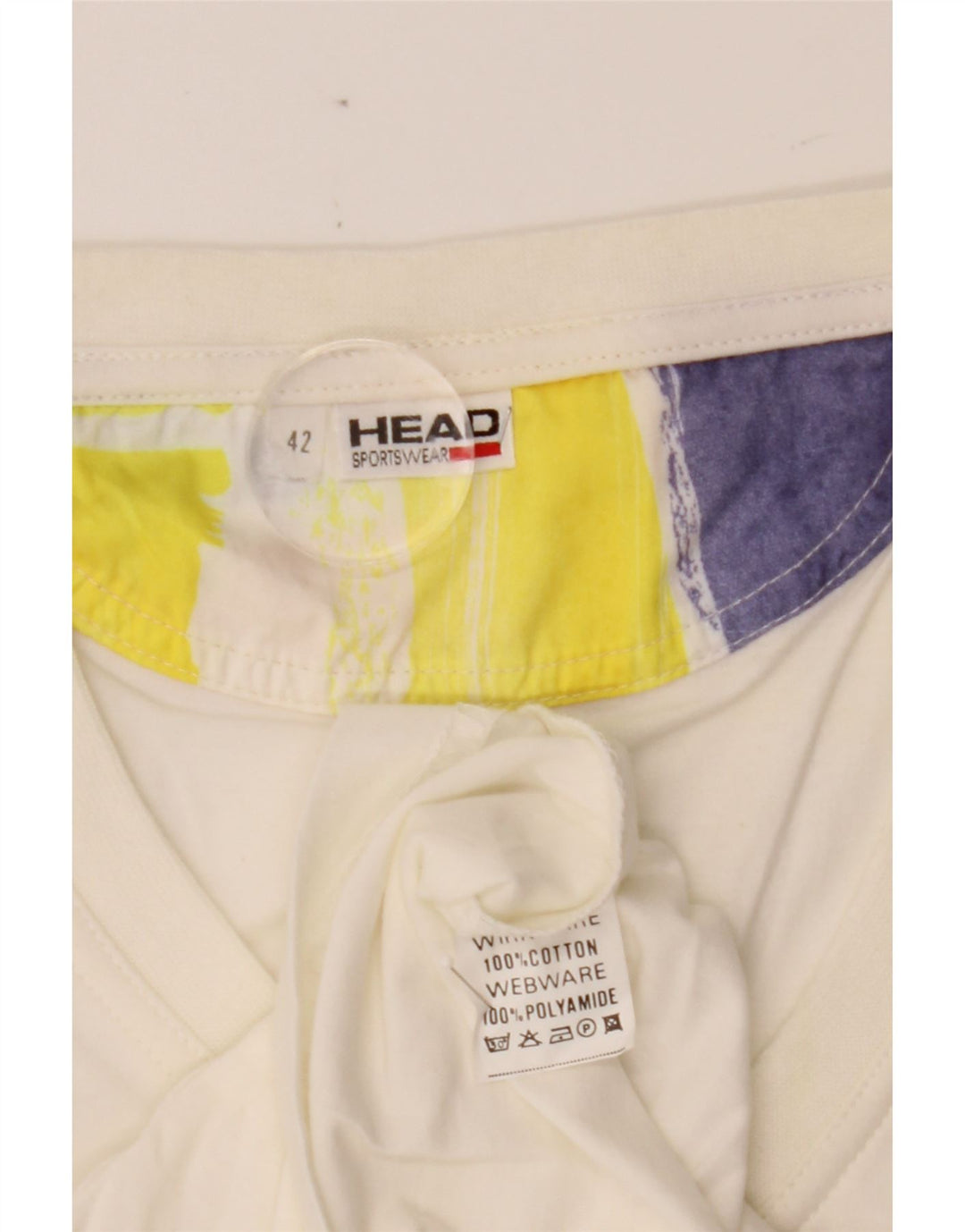 HEAD Womens T-Shirt Top IT 42 Medium White Colourblock Cotton Vintage HEAD and Second-Hand HEAD from Messina Hembry 