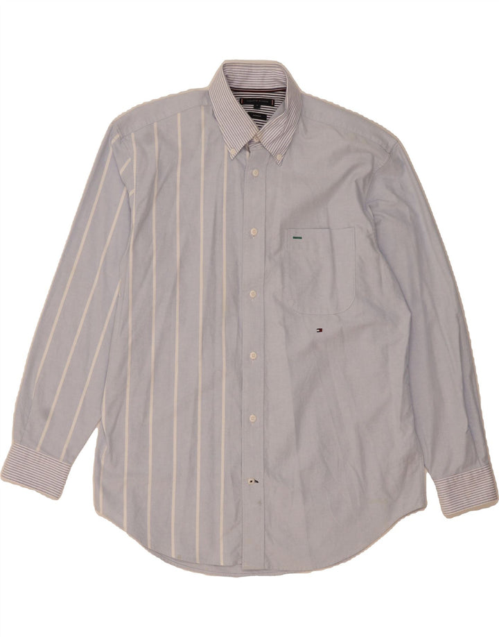 TOMMY HILFIGER Mens Shirt Medium Blue Striped Cotton Vintage Tommy Hilfiger and Second-Hand Tommy Hilfiger from Messina Hembry 