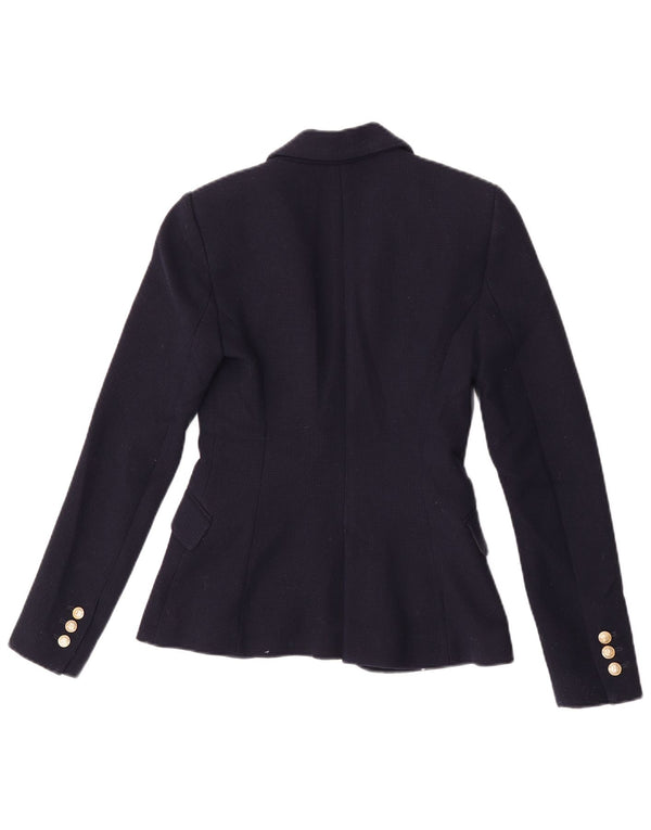 Zara Damen 1-Knopf-Blazerjacke UK 6 XS Marineblau Polyester