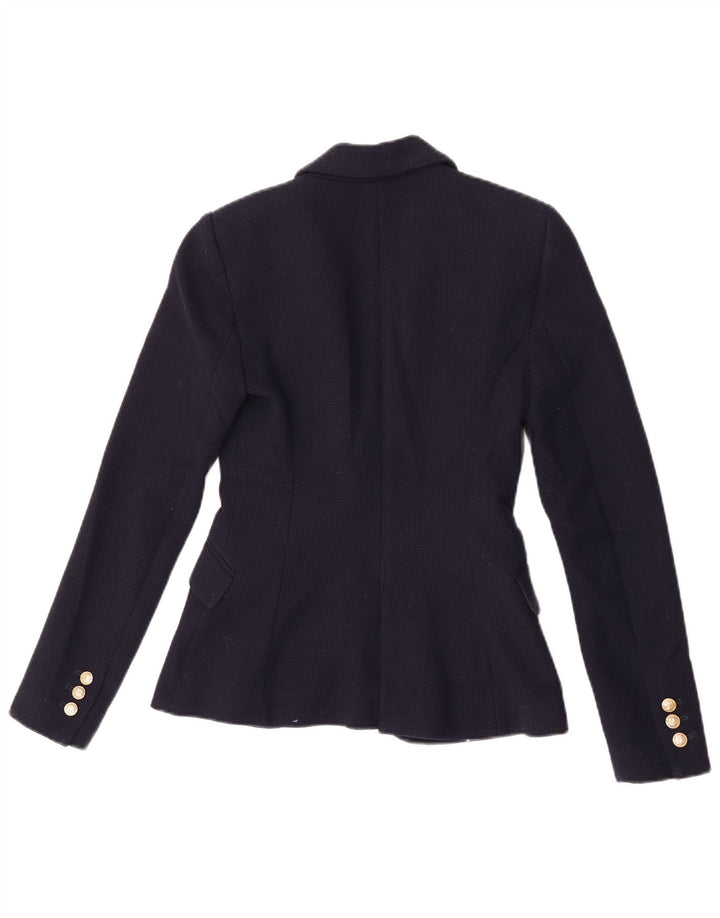 Zara Damen 1-Knopf-Blazerjacke UK 6 XS Marineblau Polyester