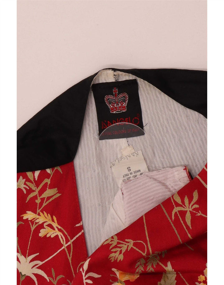 vintage Mens Regular Gilet Petit Rouge Floral