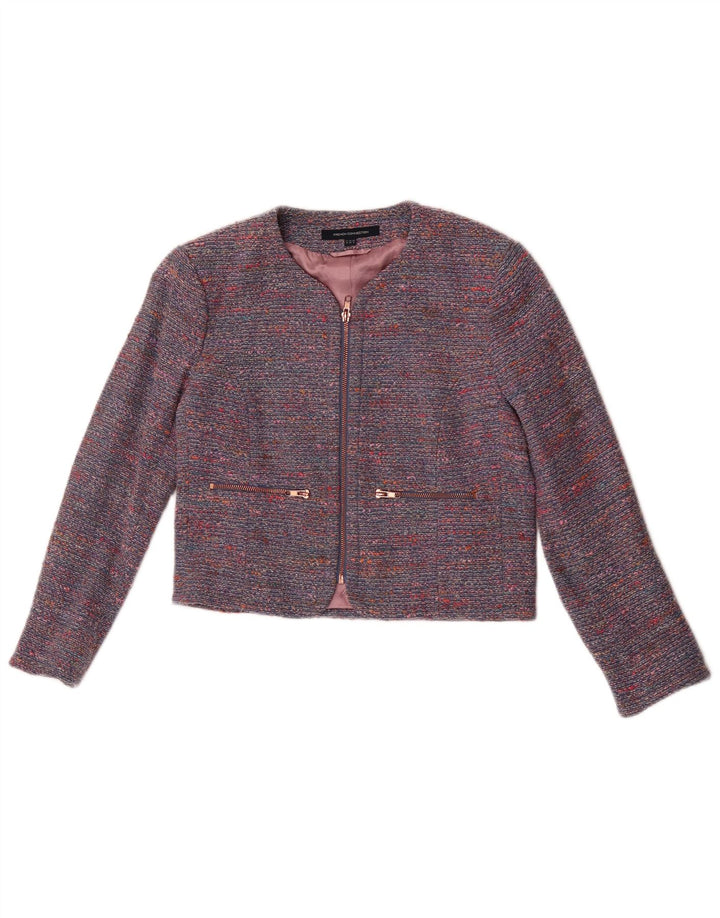 French Connection Dame Crop Blazer Jacket UK 10 Small Blue Flecked