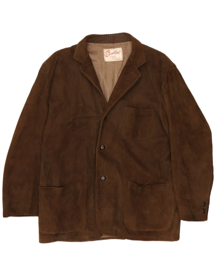 Excelled Herre 3-knaps ruskindsblazerjakke UK 42 XL Brun ruskind
