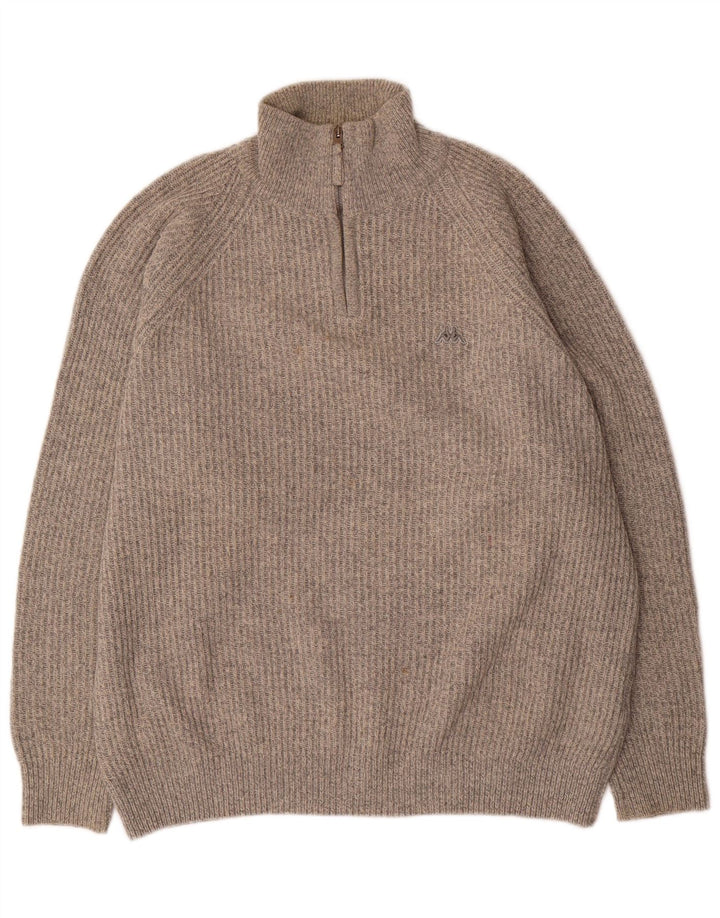 Kappa Mens Zip Neck Jumper Sweater XL Grey Wool