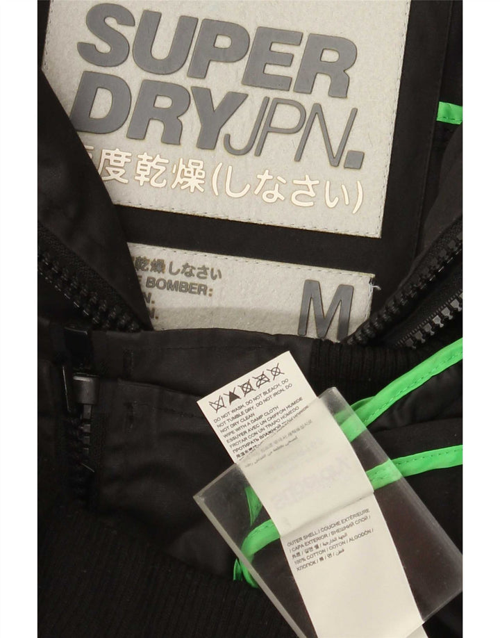 Superdry Mens Bomber Jacket UK 38 Medium Black Cotton