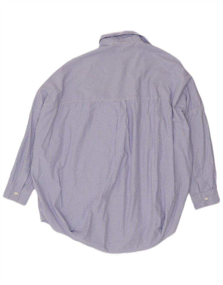 French Connection Dame Pullover Shirt UK 14 Medium Blue Pinstripe