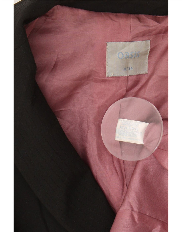 OASIS Womens 1 Button Blazer Jacket UK 8 Small  Black Polyester Vintage Oasis and Second-Hand Oasis from Messina Hembry 