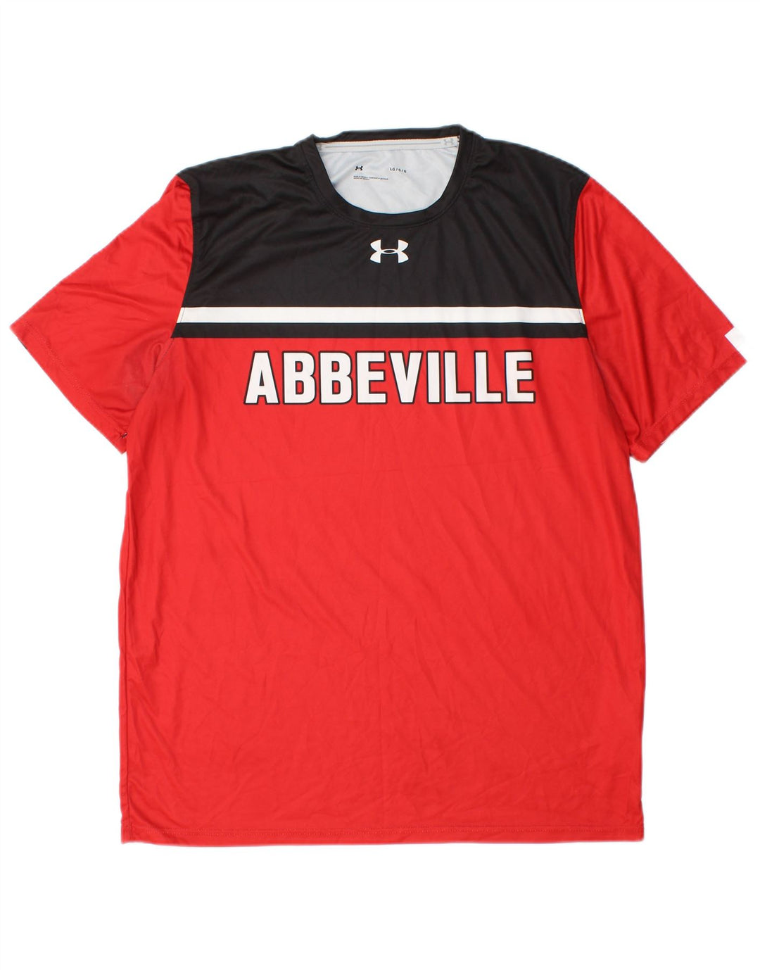 UNDER ARMOUR Mens Graphic T-Shirt Top Large Red Colourblock Polyester