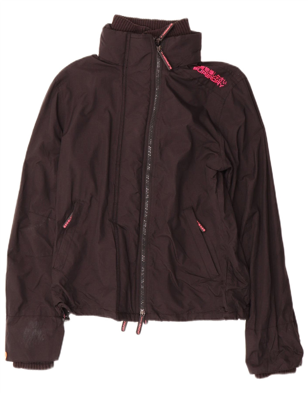 Superdry Womens Windcheater Windbreaker Jacket UK 12 Medium Black