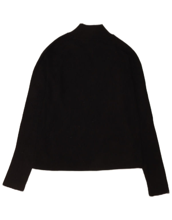 Zara Womens Crop Top Langærmet UK 14 Large Black Viscose