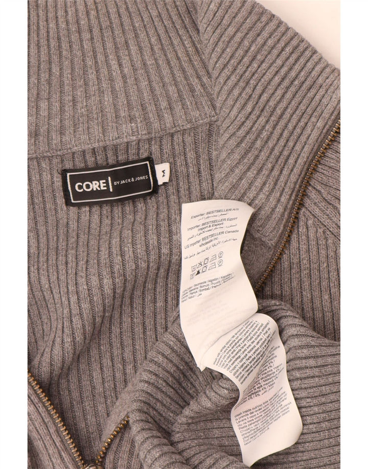 Jack & Jones Mens Cardigan Sweater Medium Grey Cotton