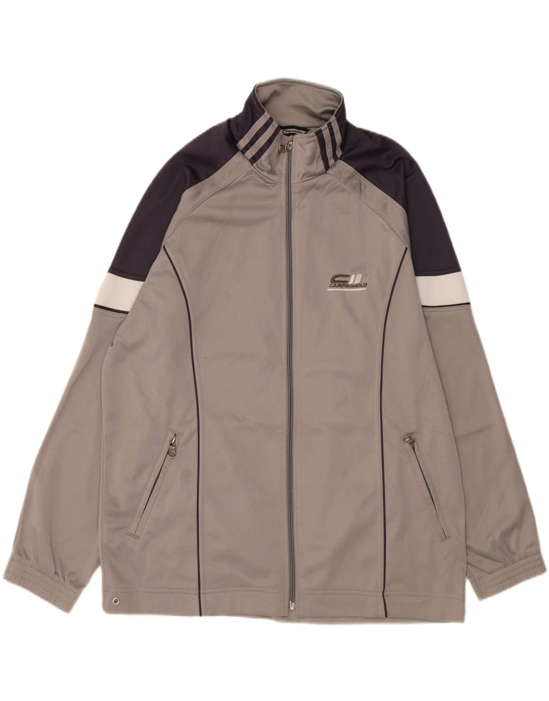 CAMPAGNOLO Mens Tracksuit Top Jacket Medium Grey Colourblock Polyester